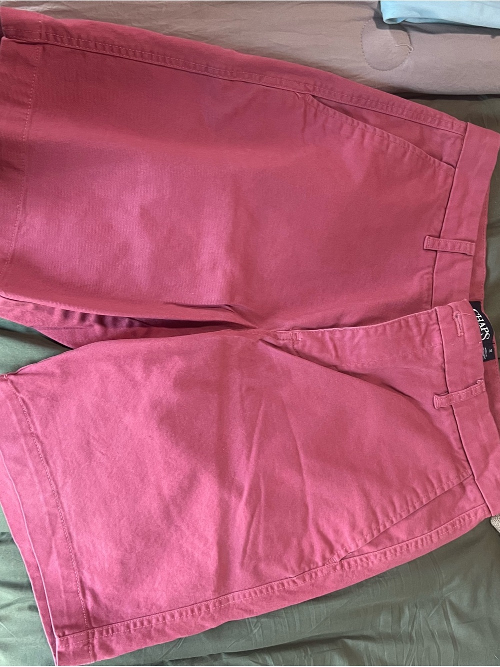 Chaps Men's Coral-Red Flat Front Shorts